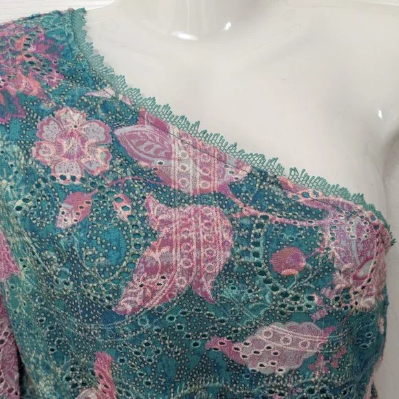 HEMANT AND NANDITA Kefi One Shoulder Mini Dress in Blue & Pink - size XS NWOT - Picture 5 of 15